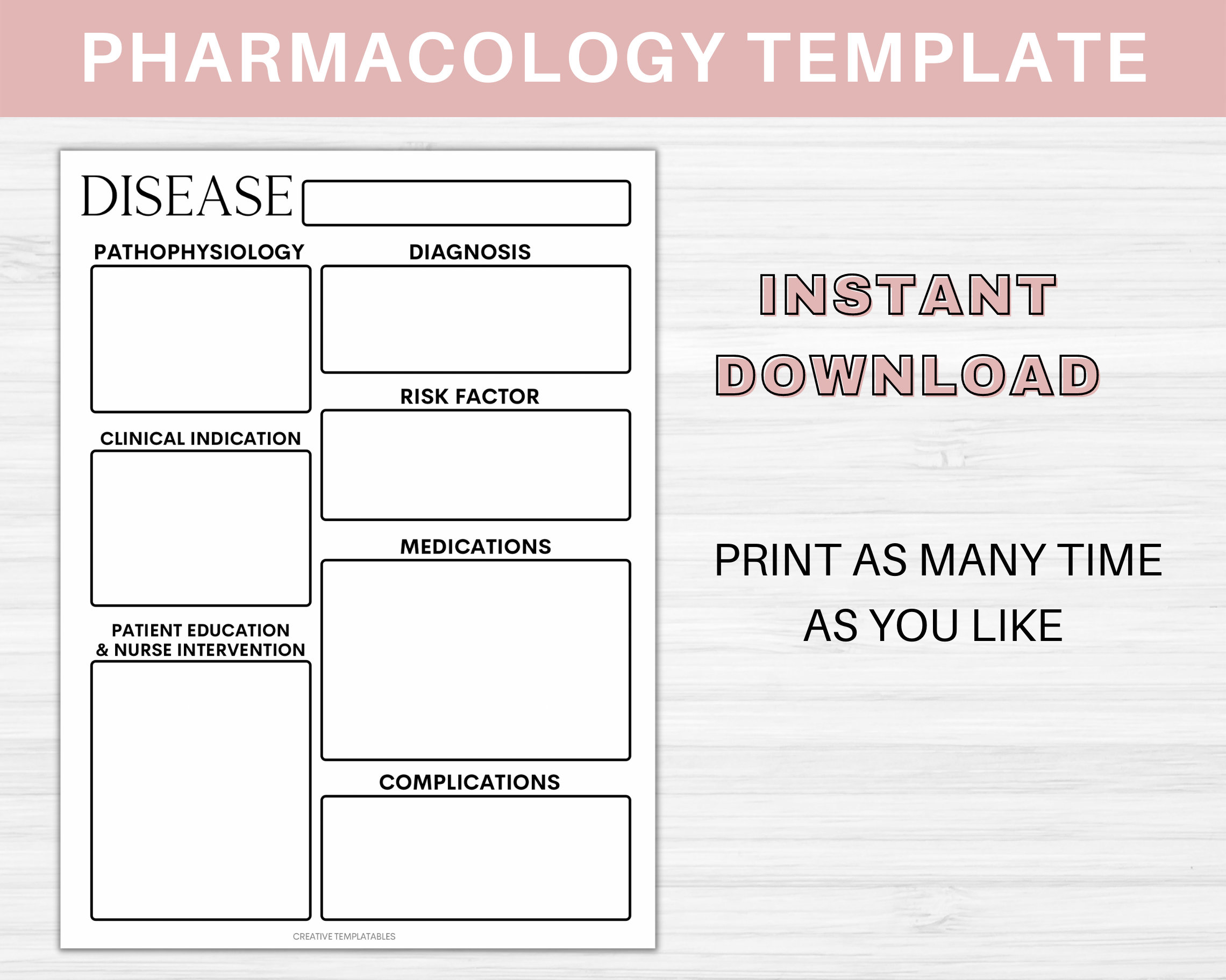 Medication Map Example Pharmacology Template Printable Pharmacology Map Nursing Student Study ...