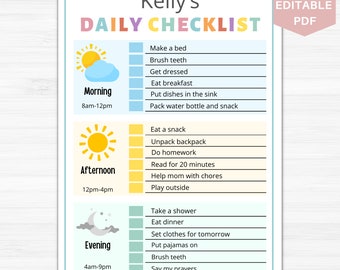 Kids Chore Chart Editable | Daily Routine Responsibility Chart | Kids Daily Task List | Daily schedule | Kids Daily Chore Chart Editable 7