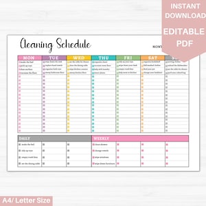Cleaning Planner | Cleaning Chore Chart Editable | Cleaning Schedule | Cleaning Planner for kids | Daily, Weekly Checklist For Kids 24
