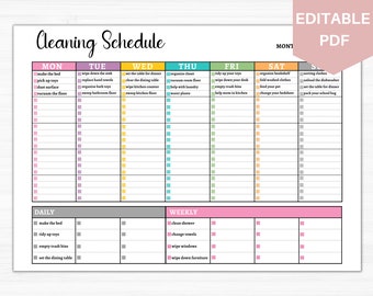 Cleaning Planner | Cleaning Chore Chart Editable | Cleaning Schedule | Cleaning Planner for kids | Daily, Weekly Checklist For Kids 24