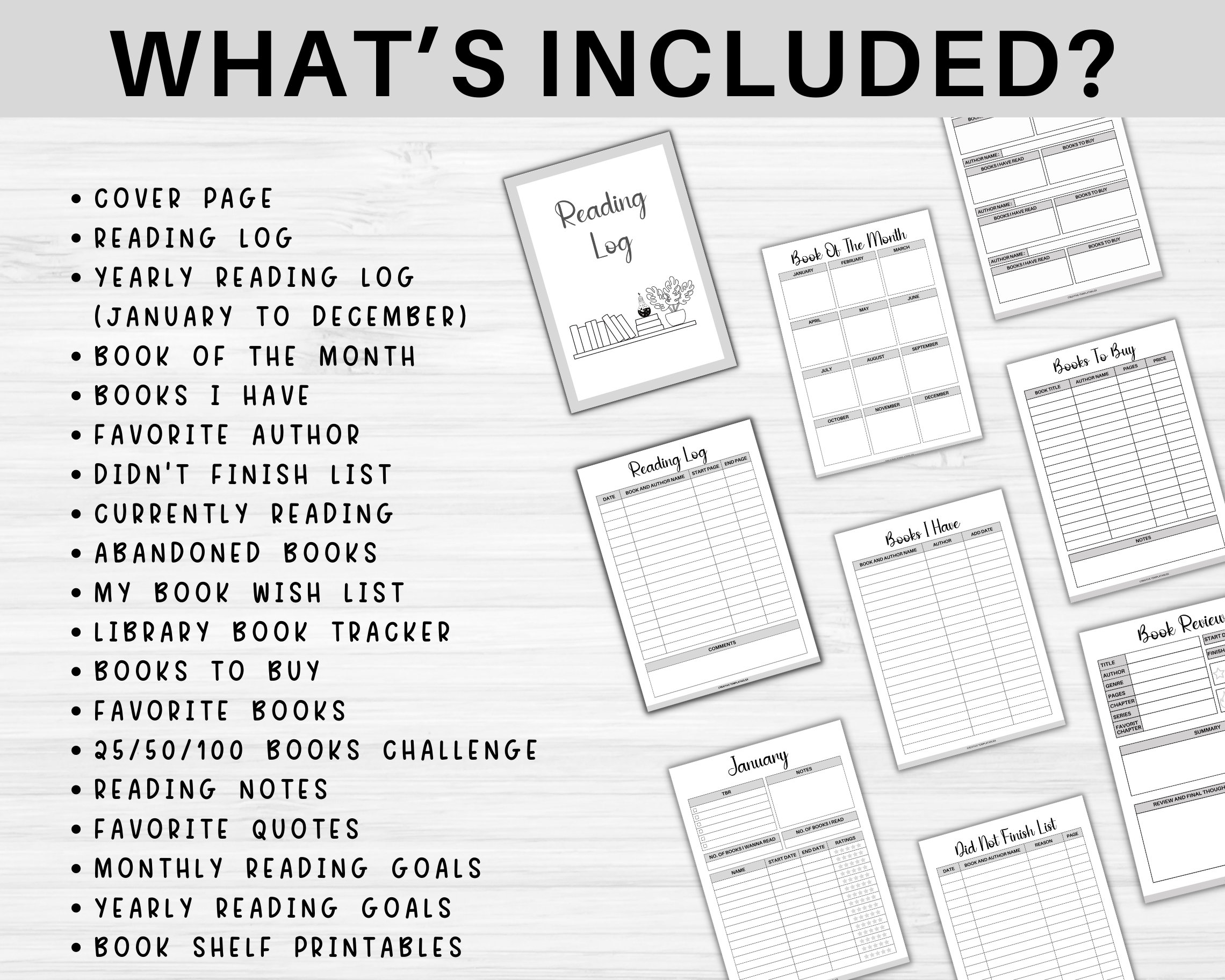 Reading Planner Printable Reading Log Reading Tracker Reading Journal