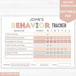 Behavior Reward Chart for Kids | Good Behavior Tracking | Children Behavior Chart and Consequences | Reward Chart for Kids | Chore Chart 10