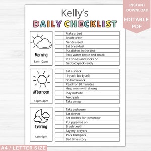 Takenschema voor kinderen bewerkbaar | Tabel met verantwoordelijkheden voor dagelijkse routine | Dagelijkse takenlijst voor kinderen | Dagindeling | Dagelijkse takenkaart voor kinderen bewerkbaar 6
