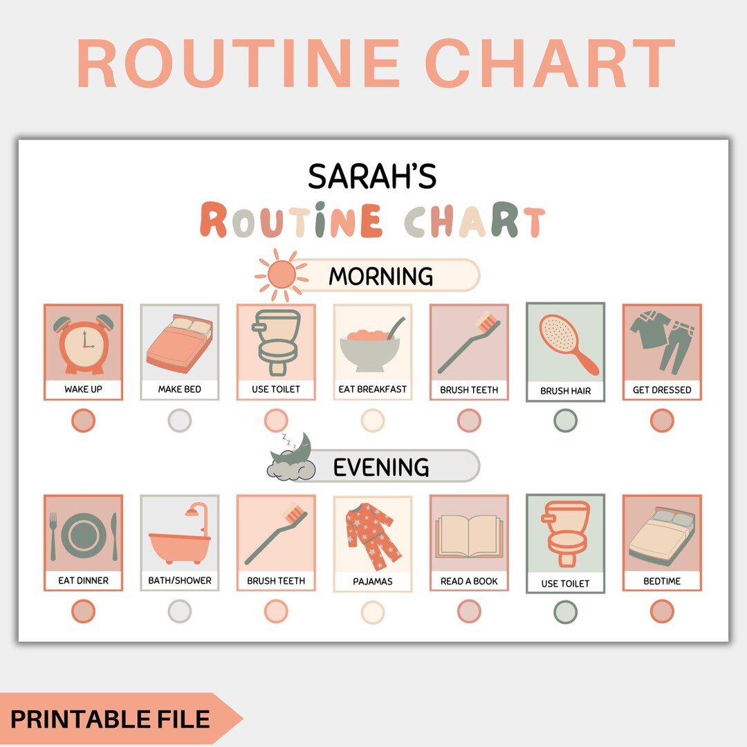 Kids Routine Chart Printable Daily Schedule for Kids Chore Chart ...