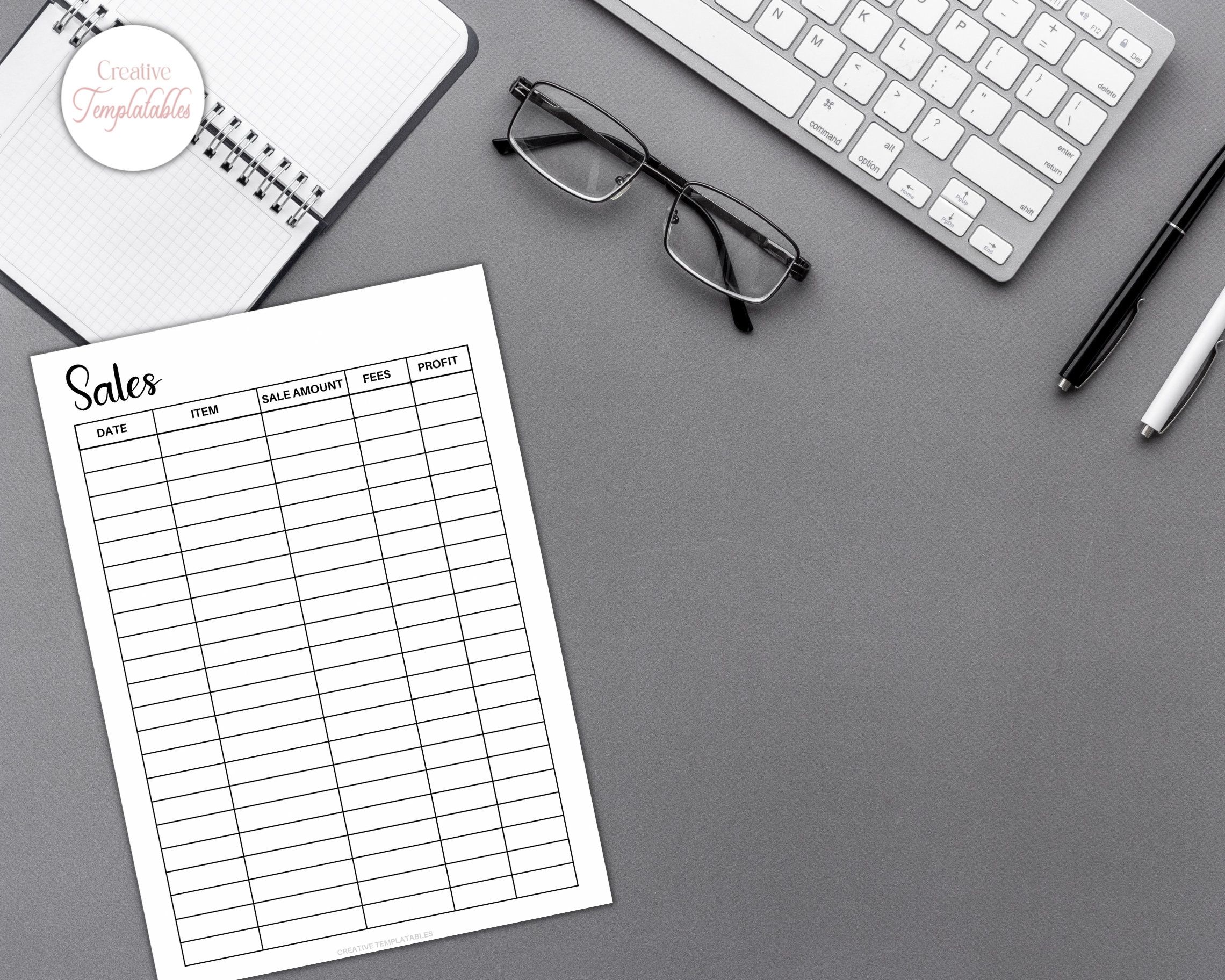 Sales Tracker Printable Expense Tracker Accounting Template Business ...