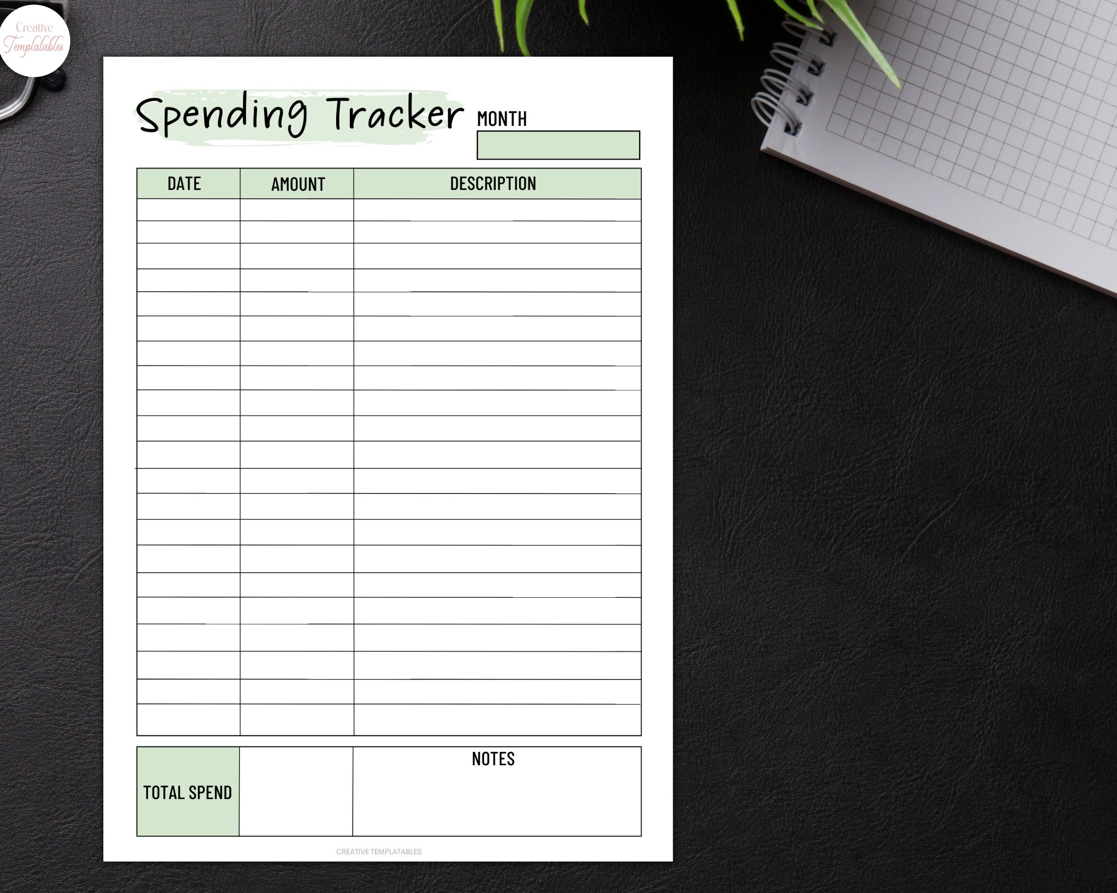 Spending Tracker Printable Expense Tracker Budget Tracker Financial ...