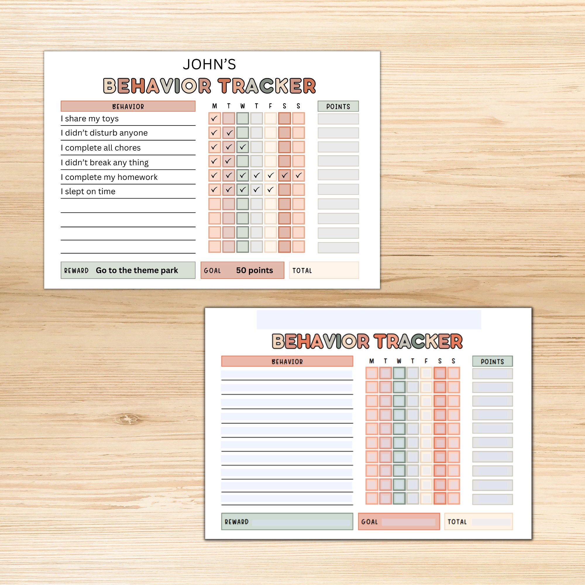 Behavior Reward Chart for Kids Good Behavior Tracking - Etsy