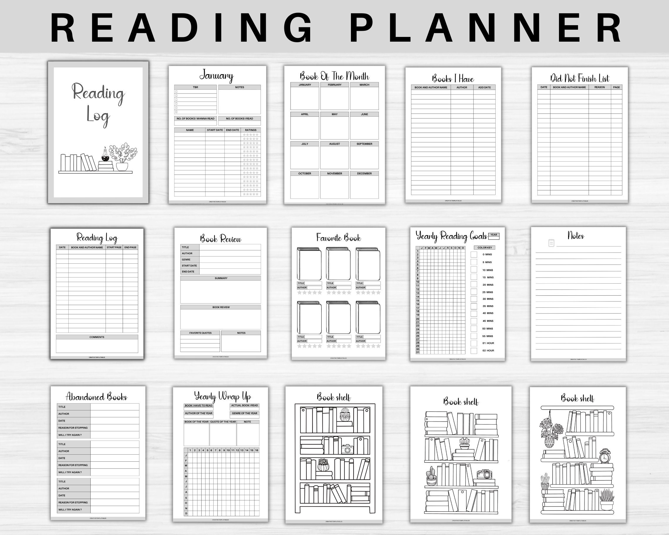 Reading Planner Printable Reading Log Reading Tracker Reading Journal