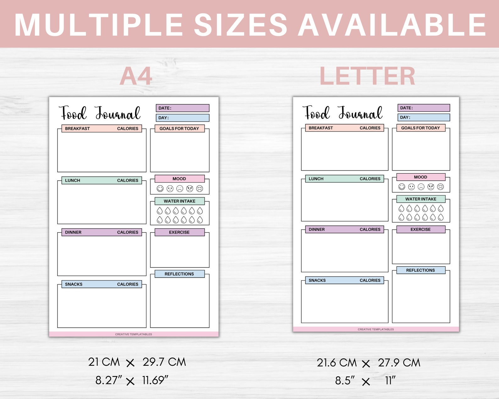 Food Journal Printable Food Diary Meal Journal Meal Tracker Daily Food ...