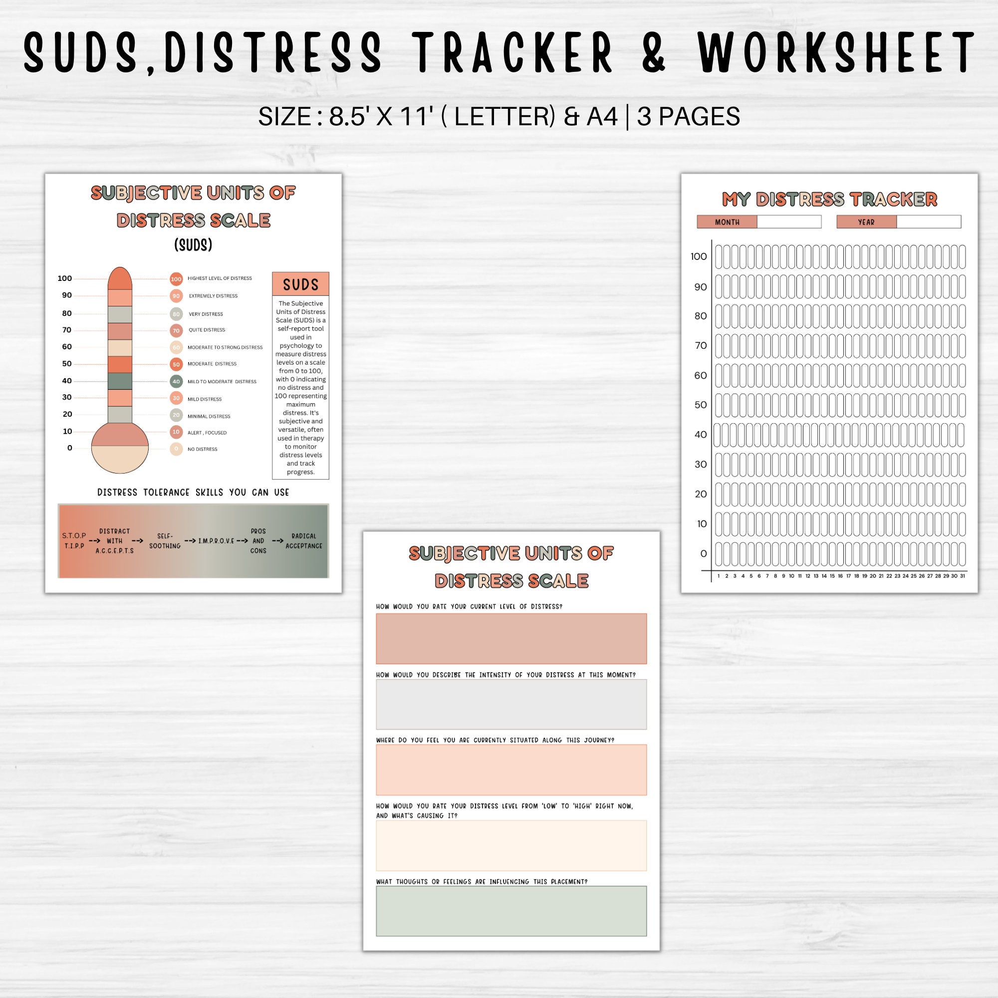 Subjective Units of Distress Scale SUDS Rating Scale Thermometer ...