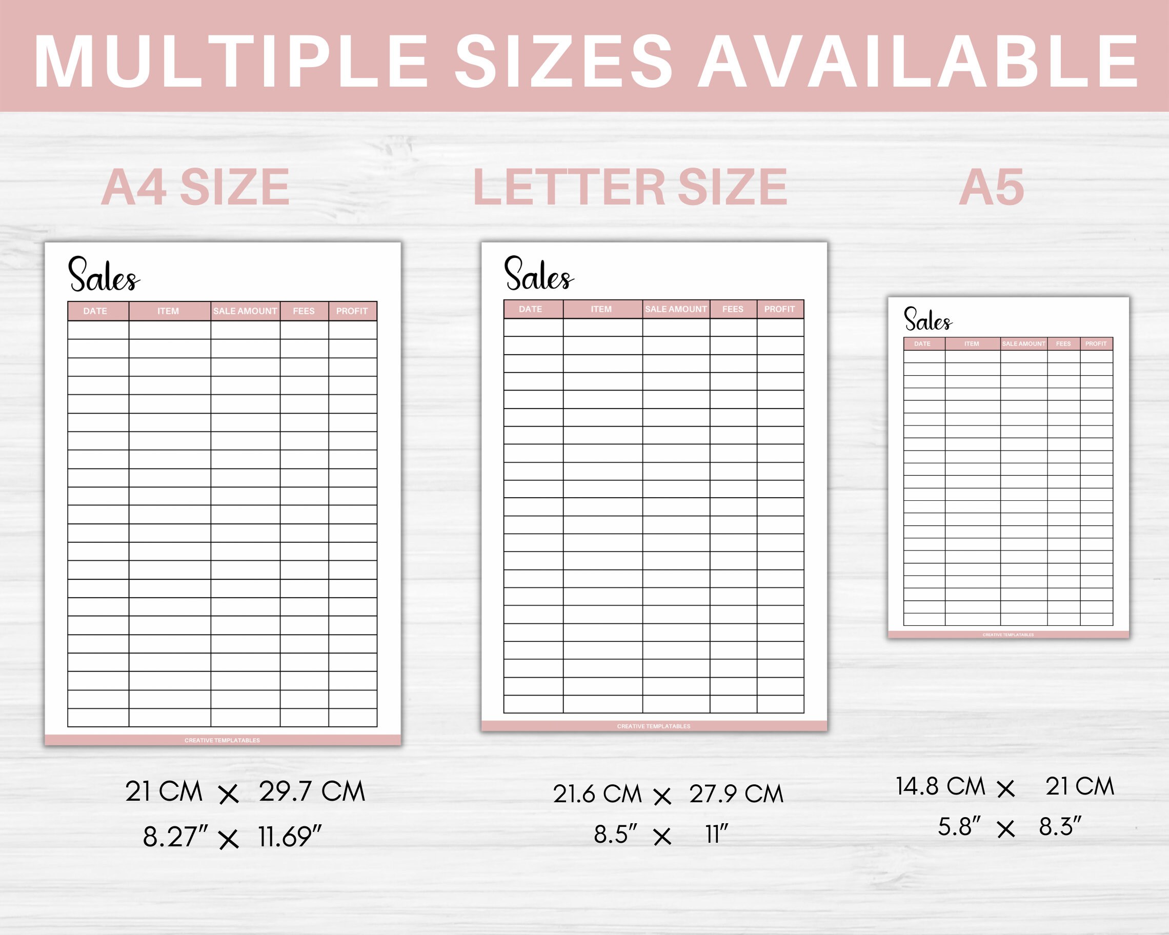 Sales Tracker Printable Expense Tracker Accounting Template Business ...