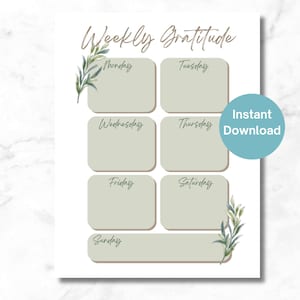 Weekly Gratitude Journal Print