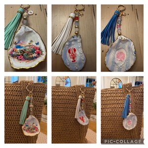 Oyster Shell Keychains (or bag clips)