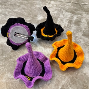Halloween Girls Hair Clip Witch Hat Fringe Clips Crochet Bow Cute Trick Or Treat Gifts for Girls Kids Women Baby Costume Accessory