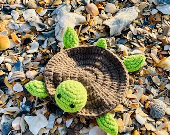Handmade Crochet Turtle Coasters, Cute Tortoise Mug Rug, Drinkware Tableware Accessories, Kitchen Decor, Rose Flowers Coasters Gift for Her