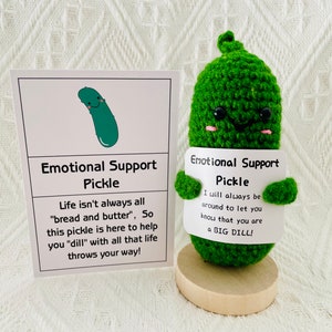Emotional Support Pickle, Crochet Pickle Ornament With Positive Quote ...