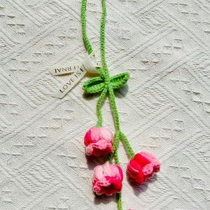 Handmade Crochet Lily of the Vally Flower Hanging Accessories, Car Mirror Flower Hanging Decor, Crochet Decor Gift for Mom, Car Accessory