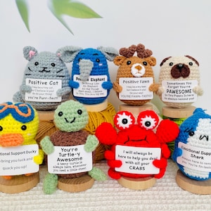Crochet Emotional Support Animals Fruits and Vegetables: Positive Quote Desk Buddy for Staff Holiday Gift, Funny meme dolls for Nurse Doctor