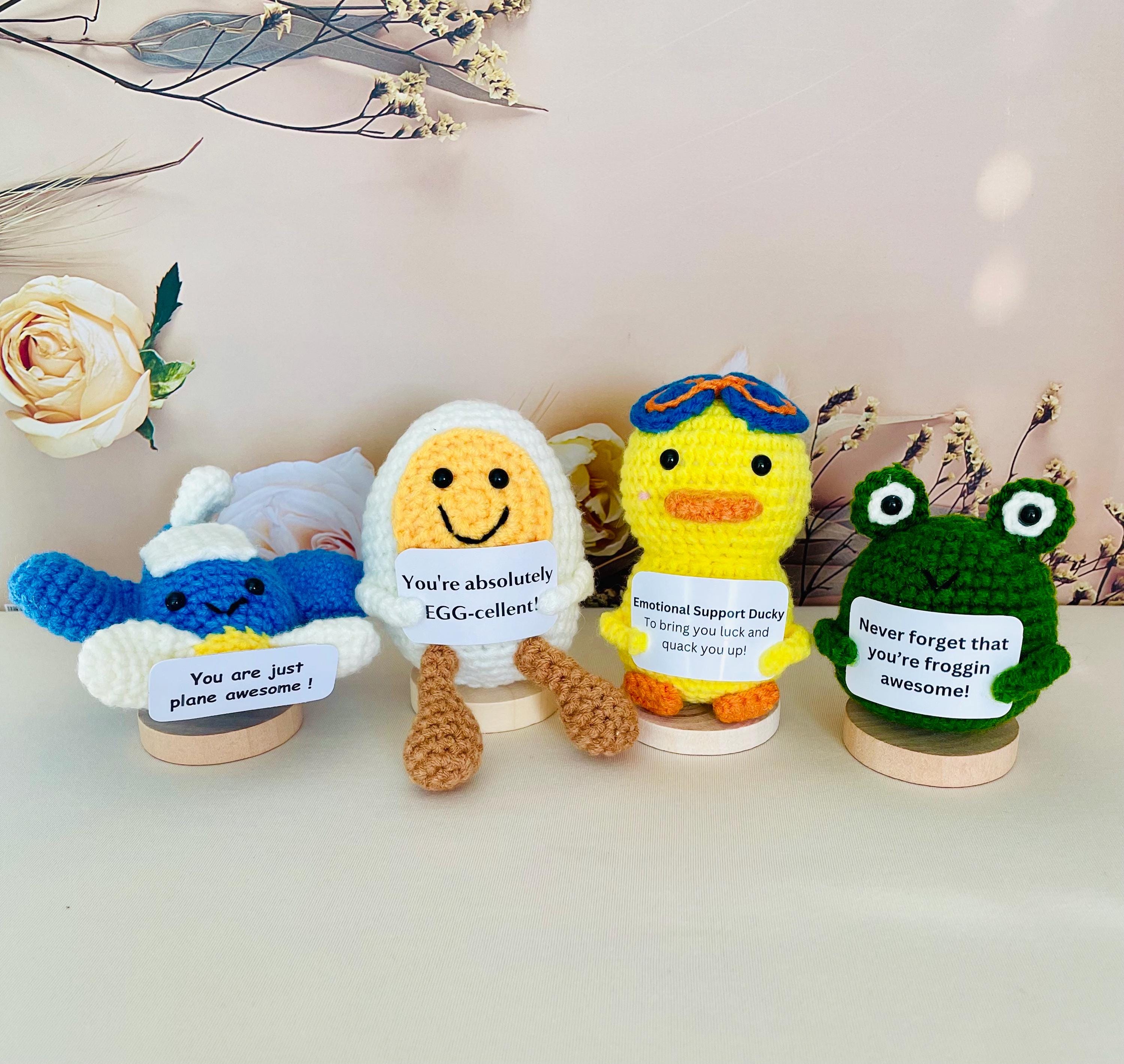 Cute Handmade Crochet Duck - Positive Emotional Support Potato Doll With Card, Gift For Her Or Him