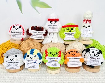 Inspirational Fun Sports Gift Graduation Gift Positive Crochet Soccer ball Football Softball Tennis ball Golfball Baseball Appreciation Gift