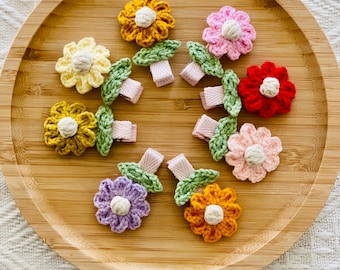 Crochet Floral Hair Clips: Handmade Cotton Flower Accessory