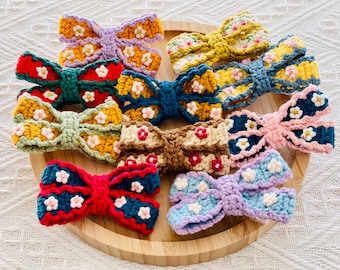 Cute Bow Hair Clips Floral Hair Clips Fall Fringe Clips Crochet Elegant Hair Clips Gifts for Girls Kids Women Baby Hair Accessory