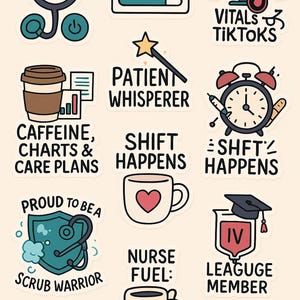 Funny Nurse Sticker Bundle: Nursing Quotes PNG (Digital Download