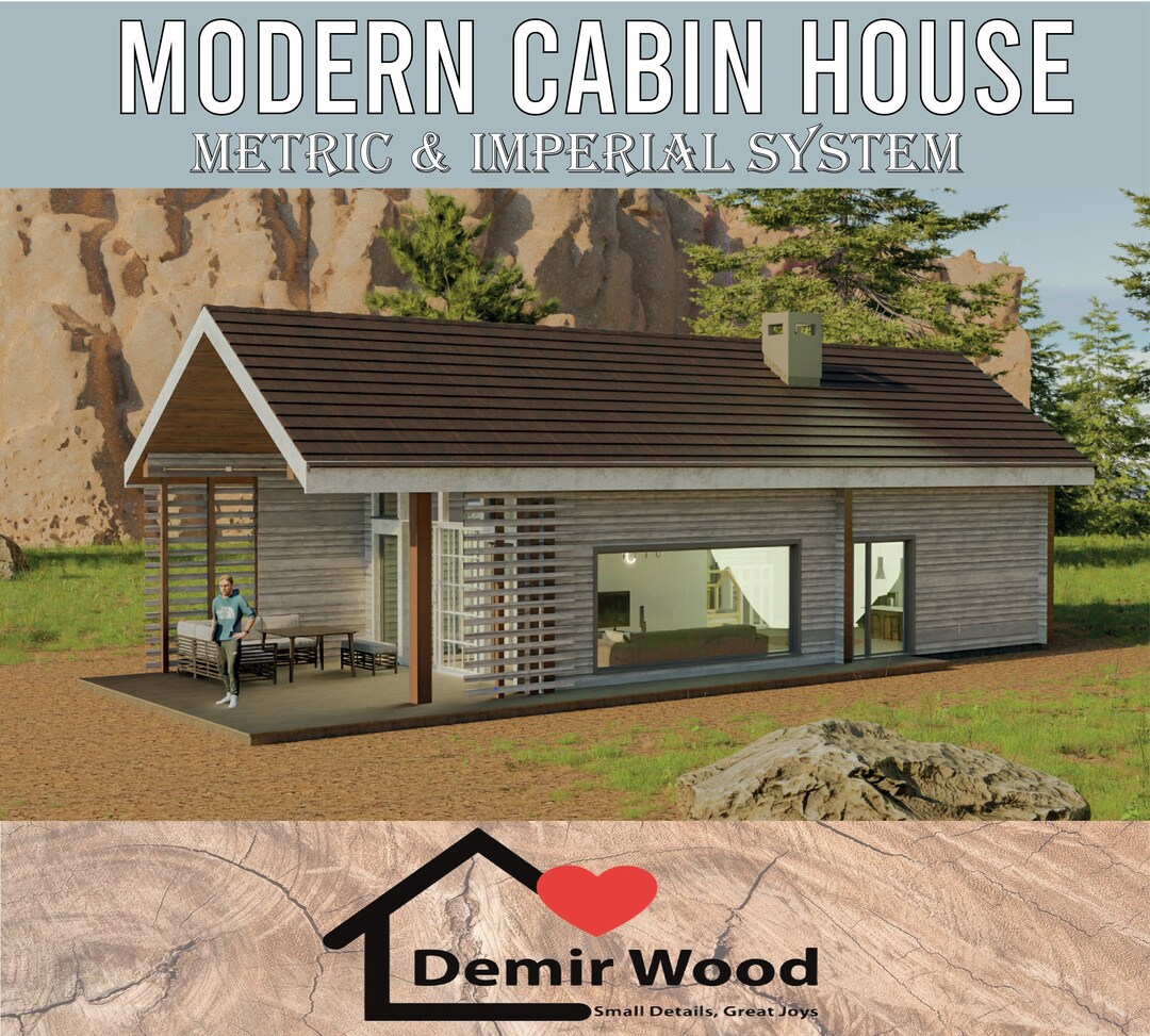 Modern Cabin House Plans, DIY House Plan, Tiny House, Architectural Plans, 18,8x44 792 Sq Ft