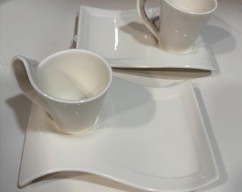 Villeroy and Boch New Wave Caffe Set of 2 Espresso Cups and Saucers