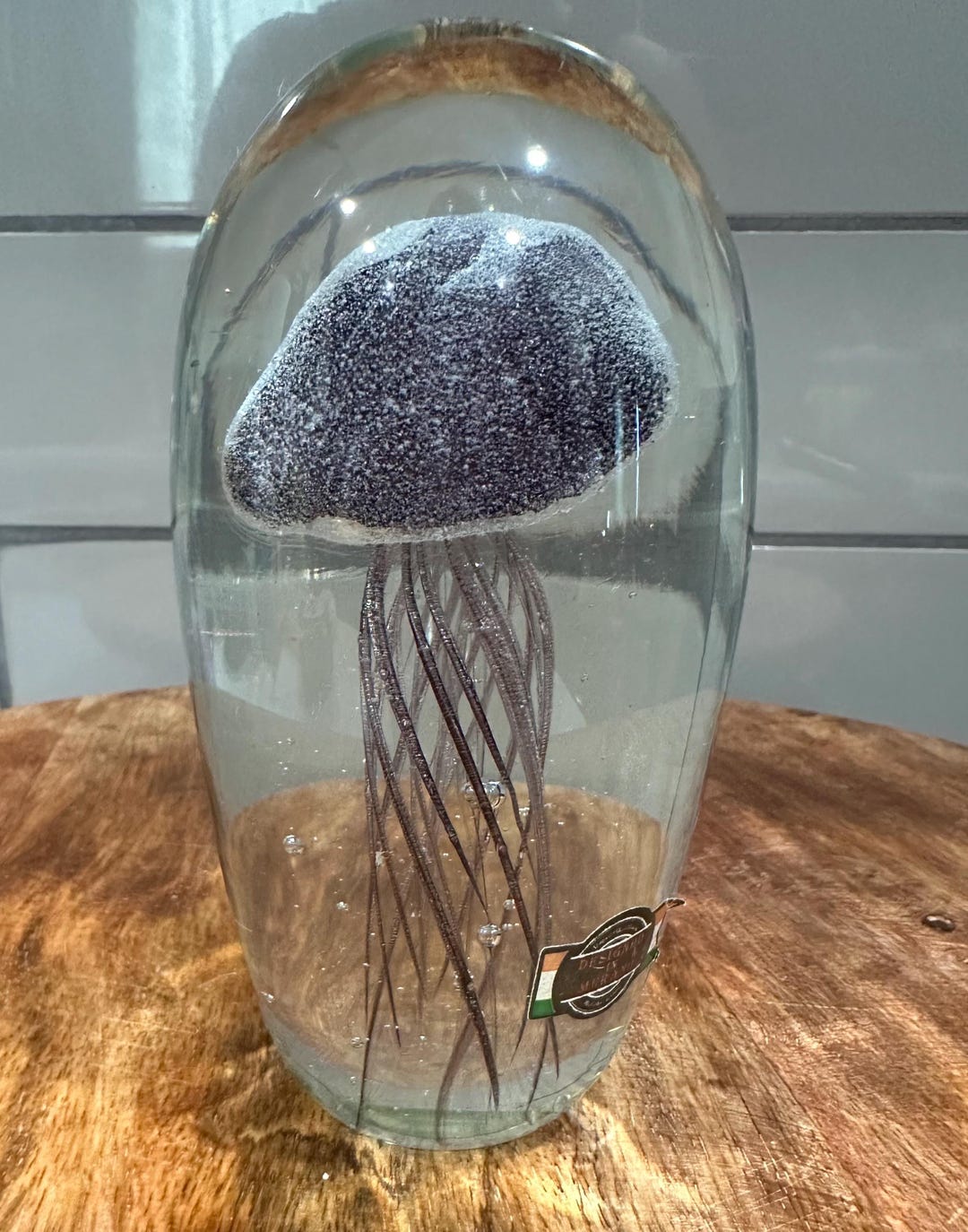 Vintage Art Glass Purple Jellyfish Paperweight Controlled Bubbles-glows ...