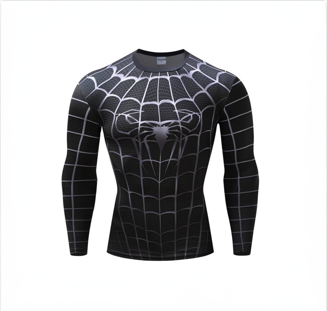 Black Spiderman Rash Guard MMA/BJJ Compression Shirt Etsy