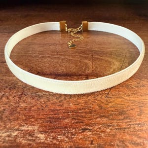 Cream Velvet Choker Necklace – Swiss Velvet, Stainless Steel, Adjustable, Hypoallergenic & Tarnish-Resistant, Handmade Gift for Her