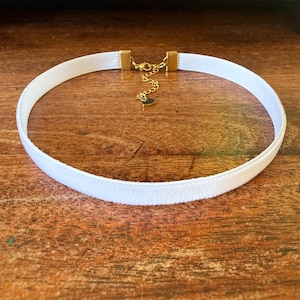 White Velvet Choker Necklace – Swiss Velvet, Stainless Steel, Adjustable, Hypoallergenic & Tarnish-Resistant, Handmade Gift for Her