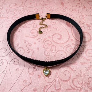Crystal Heart Choker – Swiss Velvet & Gold Stainless Steel with Cubic Zirconia, Dainty Necklace, Handmade Jewelry Gift for Her