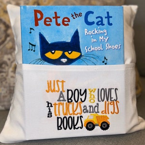 Reading Pillow Cover, Book Pouch, Bedtime Story Pillow, 16x16