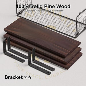 Set of 3 Rustic Wood Bathroom Shelves With Wire Basket Wall Shelves Floating Shelves Toilet Paper Holder Bathroom Organizer image 9