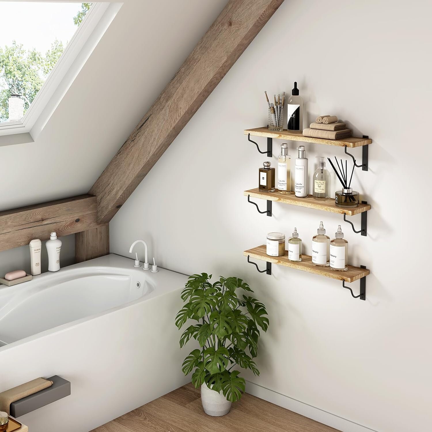 Set of 3 Wooden Bathroom Shelves Bathroom Organizer Bathroom Storage
