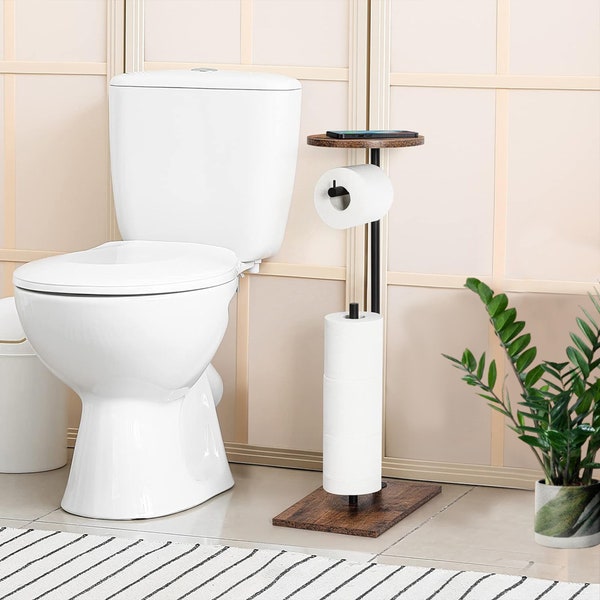 Wood & Metal Toilet Paper Holder | Toilet Paper Hanger | Toilet Roll Holder | Rustic Paper Holder | Bathroom Organizer | Bathroom Storage