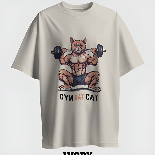 Funny Gym Meme Muscle T-Shirt, Graphic Gym T-Shirt, Inspire Workout T Shirt, Orange Cat Oversized shirt, Weight Lifting Gifts, Cat Lovers