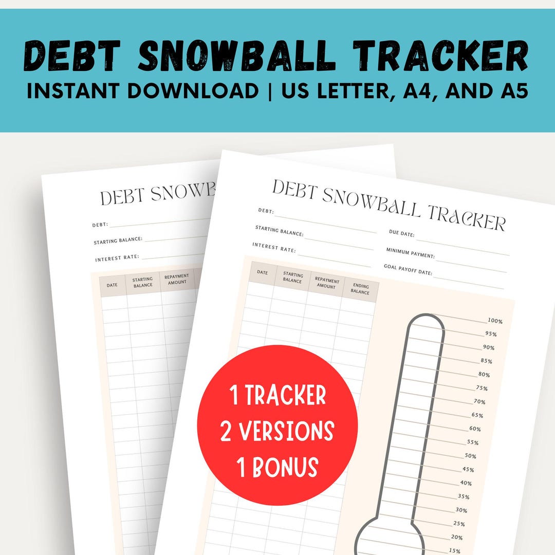 Debt Snowball Tracker, Printable Debt Payoff Log, Debt Free Chart, Debt ...