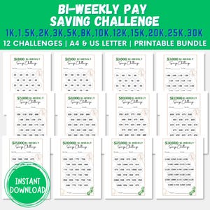 Bi-Weekly Savings Challenge Printable Bundle, Boho Savings Challenge, Bi Weekly Pay, Biweekly Savings Challenge, 1K 1.5K 2K 3K 5K Challenge