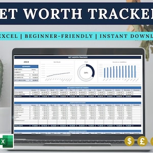 Net Worth Tracker Tabelle, Excel-Vorlage, Reinvermögen-Rechner Dashboard, Vorlage für Aktiva und Haftung, Aktiva und Haftung Tracker