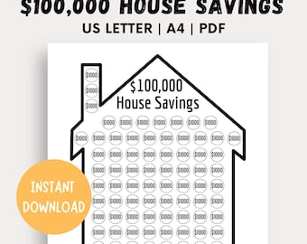 100,000 House Savings Tracker, 100K Saving Challenge, 100K House Savings Tracker, Printable Cash Saver, New House Sinking Fund, Savings Goal