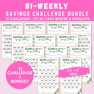 Bi-Weekly Savings Challenge Printable Bundle, Money Saving Challenge Bundle, Boho A6 Saving Challenge Bi Weekly Printable, A6 Saving Tracker