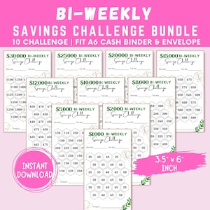 Bi-Weekly Savings Challenge Printable Bundle, Money Saving Challenge Bundle, Boho A6 Saving Challenge Bi Weekly Printable, A6 Saving Tracker