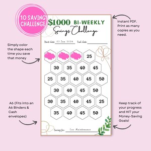 Bi-weekly Savings Challenge Printable Bundle, Money Saving Challenge ...