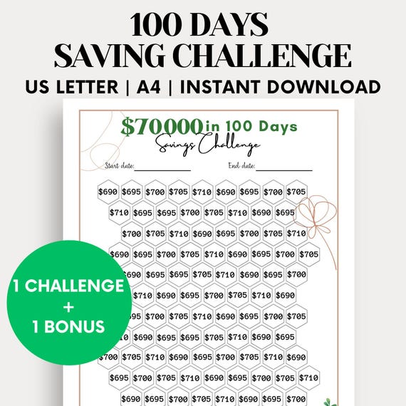 100days savings challenge 長方形 即購入OK 100days savings challenge 長方形 即購入OK 100 Day Savings