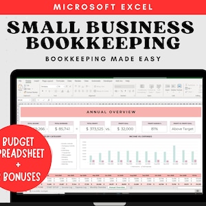 Small Business Bookkeeping Spreadsheet, Bookkeeping Tracker, Bookkeeping Sheet, Business Spreadsheet, Easy Accounting Startup, MS Excel
