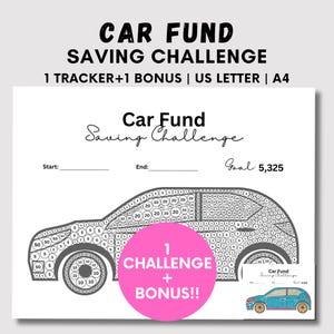Car Fund Savings Tracker, Motor Vehicle Savings Challenge,Car Saving Tracker Printable,New Car Savings Fund,Car Repair Insurance Tire Saving
