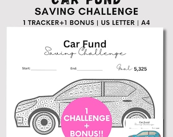 Car Fund Savings Tracker, Motor Vehicle Savings Challenge,Car Saving Tracker Printable,New Car Savings Fund,Car Repair Insurance Tire Saving